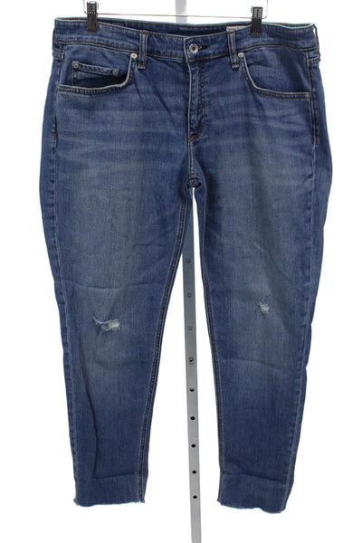Rag & Bone Womens Ankle Jeans Blue Low Rise Cotton Inseam 27 Size 31