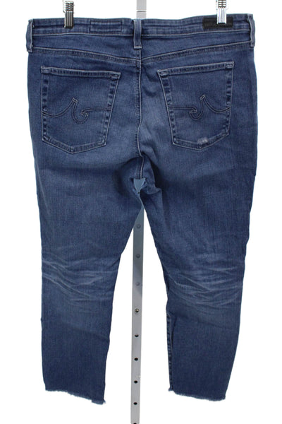 AG-ED Denim Womens Ankle Jeans Blue Low Rise Button Cotton Blend Size 32