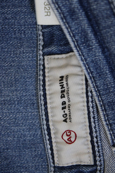 AG-ED Denim Womens Ankle Jeans Blue Low Rise Button Cotton Blend Size 32