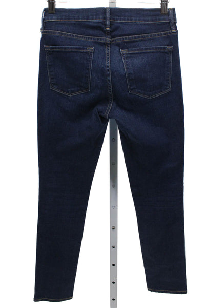 Frame Denim Womens Skinny Blue Jeans Cotton Blend Button Mid Rise Size 24