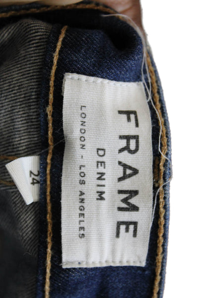 Frame Denim Womens Skinny Blue Jeans Cotton Blend Button Mid Rise Size 24
