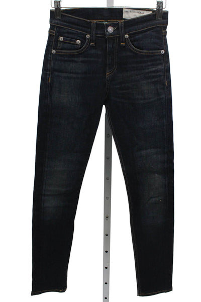 Rag & Bone Jean Womens Skinny Jeans Blue High Rise Button Size 24