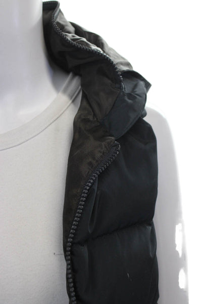 Zara Basic Women Puffer Vest Black Zip Polyester Sleeveless Size S
