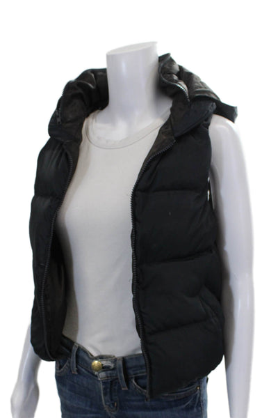 Zara Basic Women Puffer Vest Black Zip Polyester Sleeveless Size S