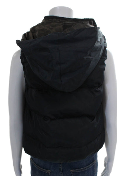 Zara Basic Women Puffer Vest Black Zip Polyester Sleeveless Size S