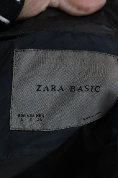 Zara Basic Women Puffer Vest Black Zip Polyester Sleeveless Size S