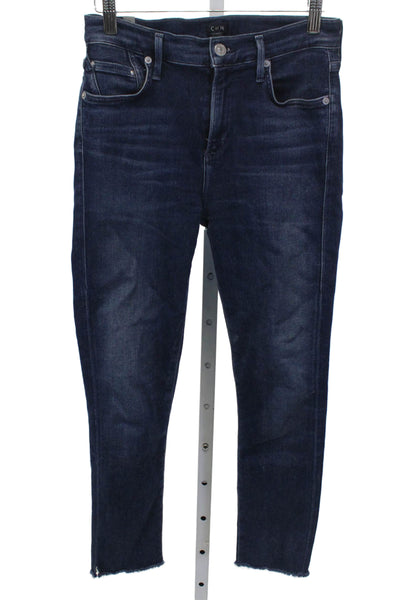 C of H Los Angeles Women Ankle Jeans Blue High Rise Cotton Blend Button Size 26
