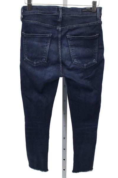 C of H Los Angeles Women Ankle Jeans Blue High Rise Cotton Blend Button Size 26