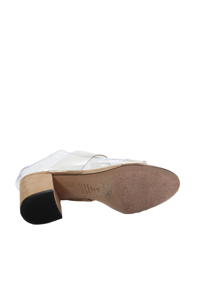 Schutz Womens Double Strap Slide On Sandal Heels Clear Beige Size 5.5 B