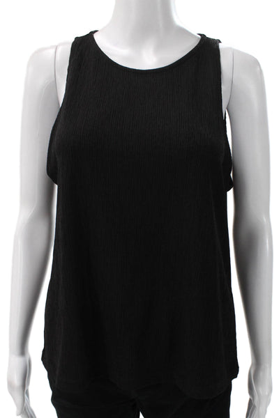 MNG Women Basic Sleeveless Tank Top Black Round Neck Polyester Size L