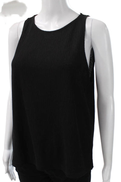 MNG Women Basic Sleeveless Tank Top Black Round Neck Polyester Size L