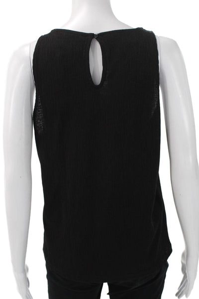 MNG Women Basic Sleeveless Tank Top Black Round Neck Polyester Size L