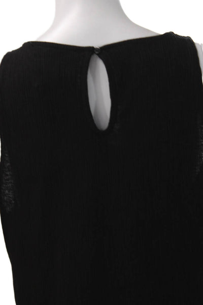 MNG Women Basic Sleeveless Tank Top Black Round Neck Polyester Size L