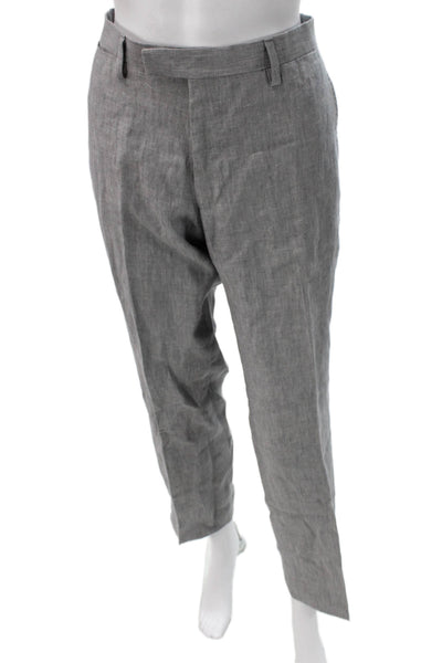 Banana Republic Men Gray Linen Dress Pants Button Inseam 30 Size 32