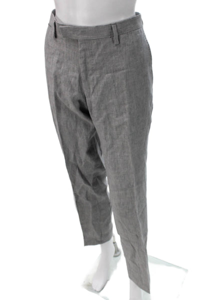 Banana Republic Men Gray Linen Dress Pants Button Inseam 30 Size 32