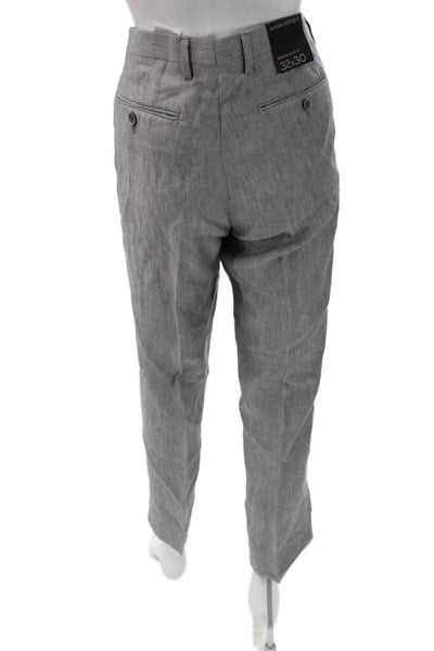 Banana Republic Men Gray Linen Dress Pants Button Inseam 30 Size 32