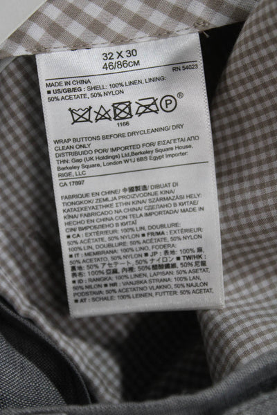 Banana Republic Men Gray Linen Dress Pants Button Inseam 30 Size 32