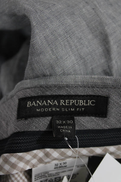 Banana Republic Men Gray Linen Dress Pants Button Inseam 30 Size 32