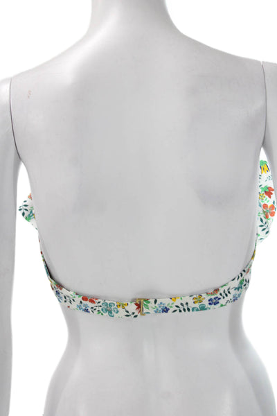 J Crew Women Floral Multicolor Nylon Bikini Top Size S