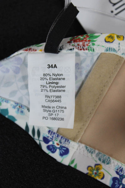 J Crew Women Floral Multicolor Nylon Bikini Top Size S