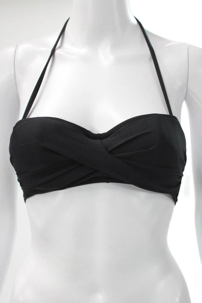 J Crew Womens Swimwear Bikini Top Black Nylon Size S