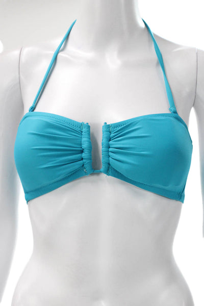 J Crew Womens Bikini Top Blue Tactel Polyamide Solid Size XS