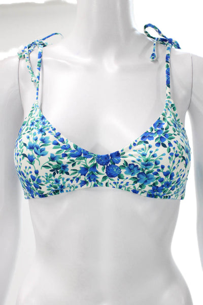 J Crew Women Bikini Top White Floral Polyamide Size S