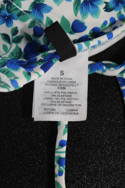 J Crew Women Bikini Top White Floral Polyamide Size S