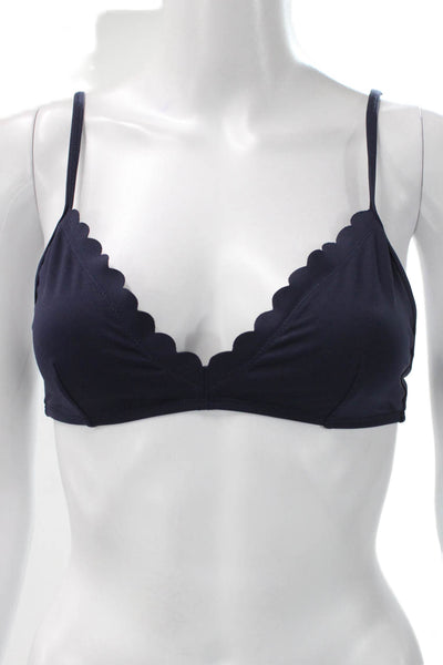 J Crew Womens Blue Solid Bikini Top Size S