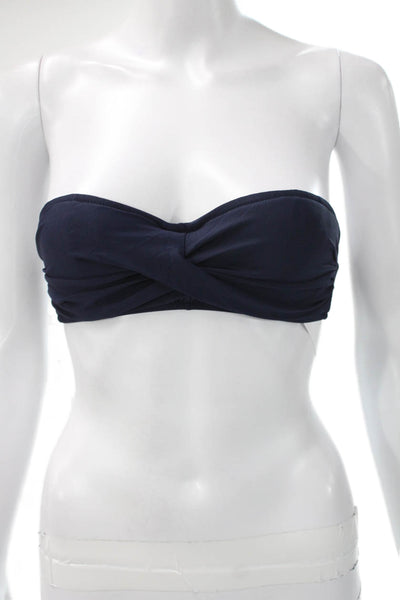 J Crew Womens Swimwear Blue Solid Nylon Bikini Top Size S