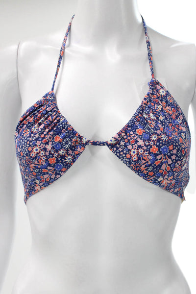 J Crew Women Floral Multicolor Nylon Bikini Top Size S