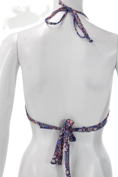 J Crew Women Floral Multicolor Nylon Bikini Top Size S