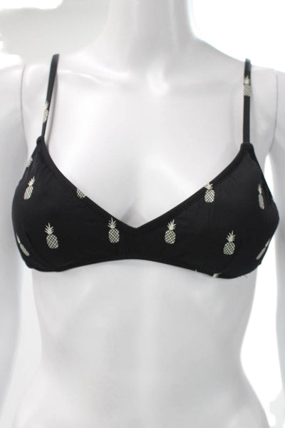 J Crew Women Black Geometric Nylon Bralette Hook & Eye Size S