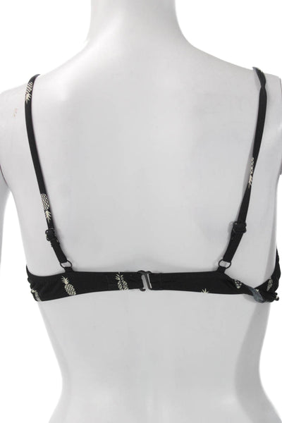 J Crew Women Black Geometric Nylon Bralette Hook & Eye Size S