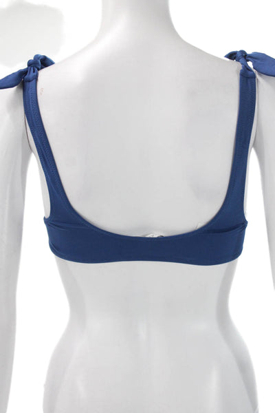 J Crew Women Bikini Top Blue Polyamid Size S