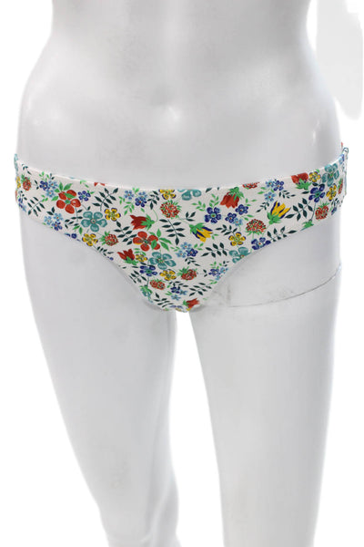 J Crew Women Floral Nylon Bikini Bottoms White Size XS