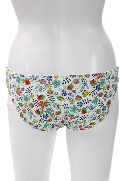 J Crew Women Floral Nylon Bikini Bottoms White Size XS