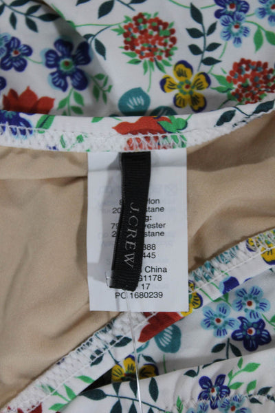 J Crew Women Floral Nylon Bikini Bottoms White Size XS