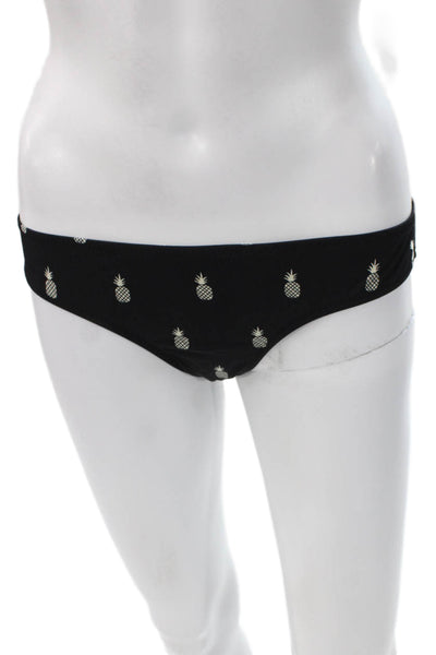J Crew Women Bikini Bottoms Black Nylon Pineapple Size XS