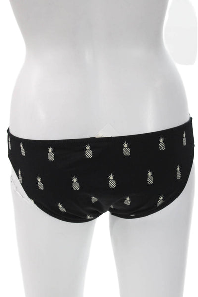 J Crew Women Bikini Bottoms Black Nylon Pineapple Size XS