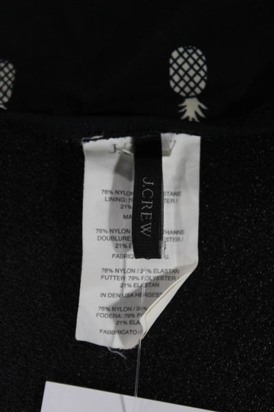 J Crew Women Bikini Bottoms Black Nylon Pineapple Size XS