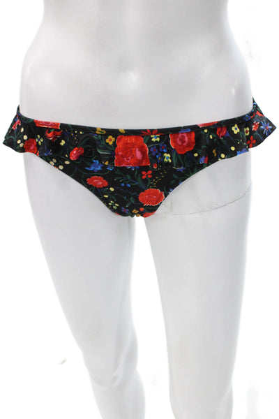 J Crew Womens Floral Black Polyamide Bikini Bottoms Size XS