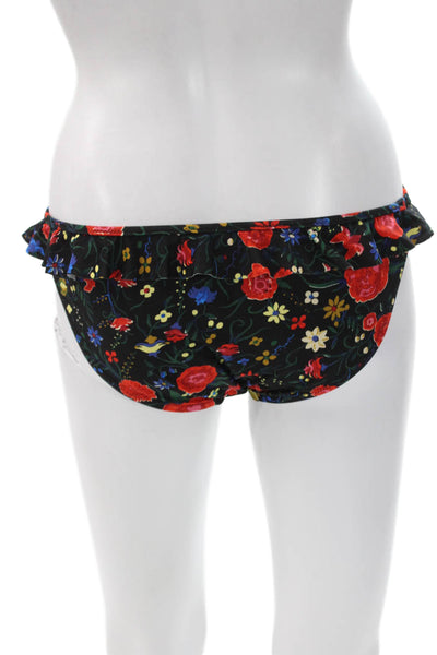 J Crew Womens Floral Black Polyamide Bikini Bottoms Size XS