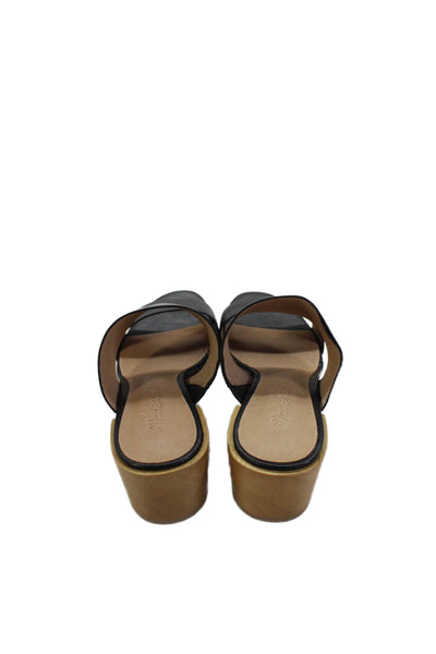 Madewell Womens Leather Double Strap Heeled Sandals Black Size 5.5