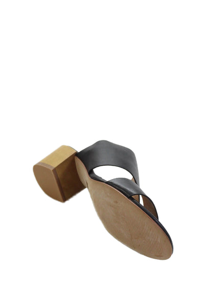 Madewell Womens Leather Double Strap Heeled Sandals Black Size 5.5