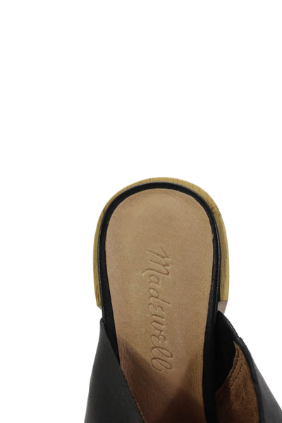 Madewell Womens Leather Double Strap Heeled Sandals Black Size 5.5