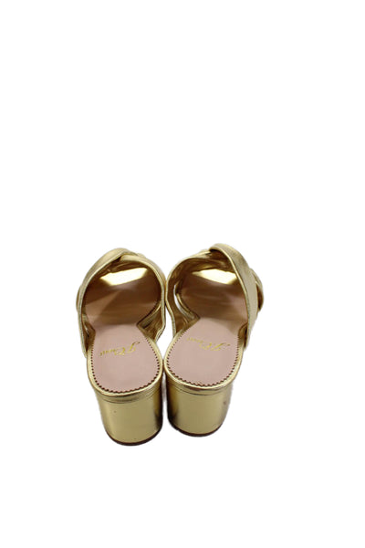 J Crew Womens Leather Metallic Twist Detail Heeled Sandals Gold Size 5.5