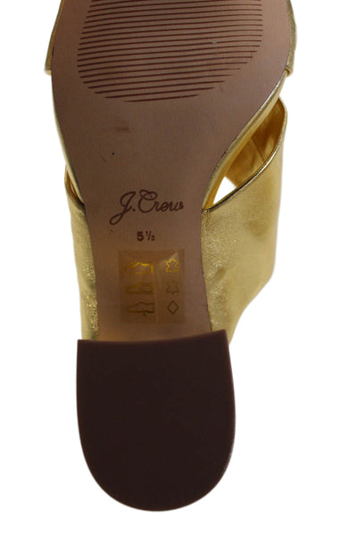 J Crew Womens Leather Metallic Twist Detail Heeled Sandals Gold Size 5.5