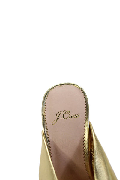 J Crew Womens Leather Metallic Twist Detail Heeled Sandals Gold Size 5.5