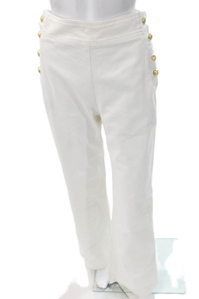 Luisa Spagnoli Womens Dress Pants White Cotton Button Size 40